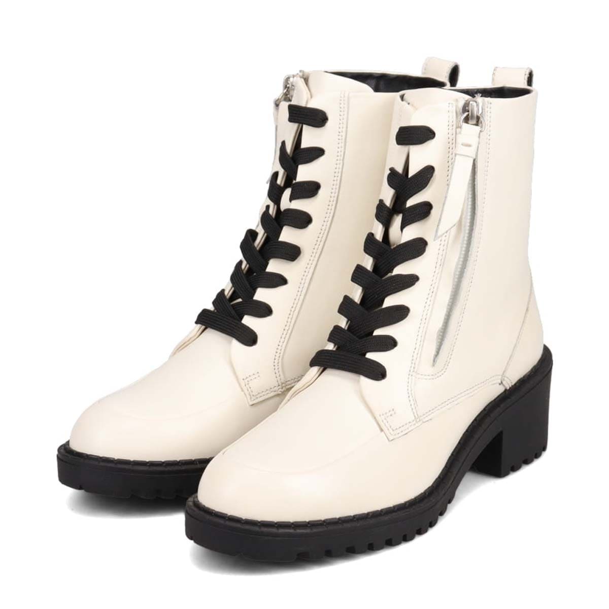 KATHARINE HAMNETT LONDON　厚底レースアップブーツ 048107 WHITE 23.0