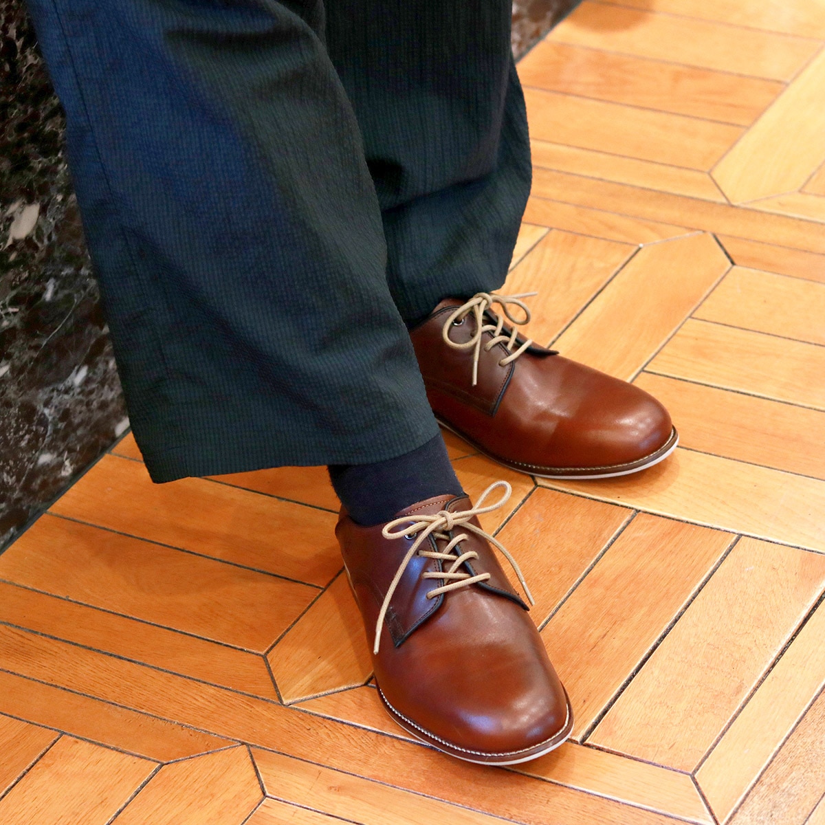 LANVIN en Bleu　異素材コンビネーション・レースアップシューズ　86331 BROWN 25.0