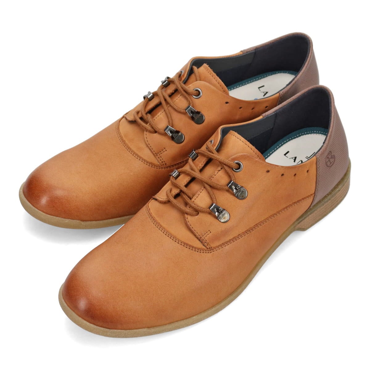 LANVIN en Bleu　ヌバックレザーにオイルワックスでヴィンテージ風に焦がし仕上げを施したトレッキングシューズ　86461 CAMEL 25.0