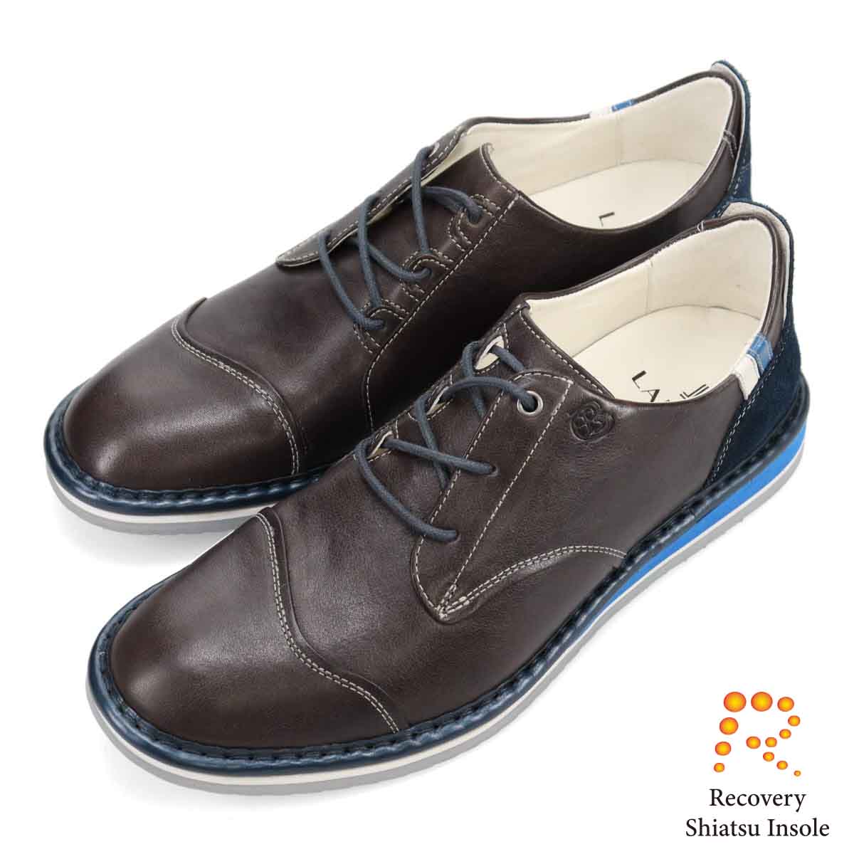 ランバンオンブルー LANVIN en Bleu 「Recovery Shiatsu Insole」搭載で指圧効果により血行を115％促進。LANVIN en Bleu　レースアップ カジュアルシューズ  86474R D-GRAY 25.0