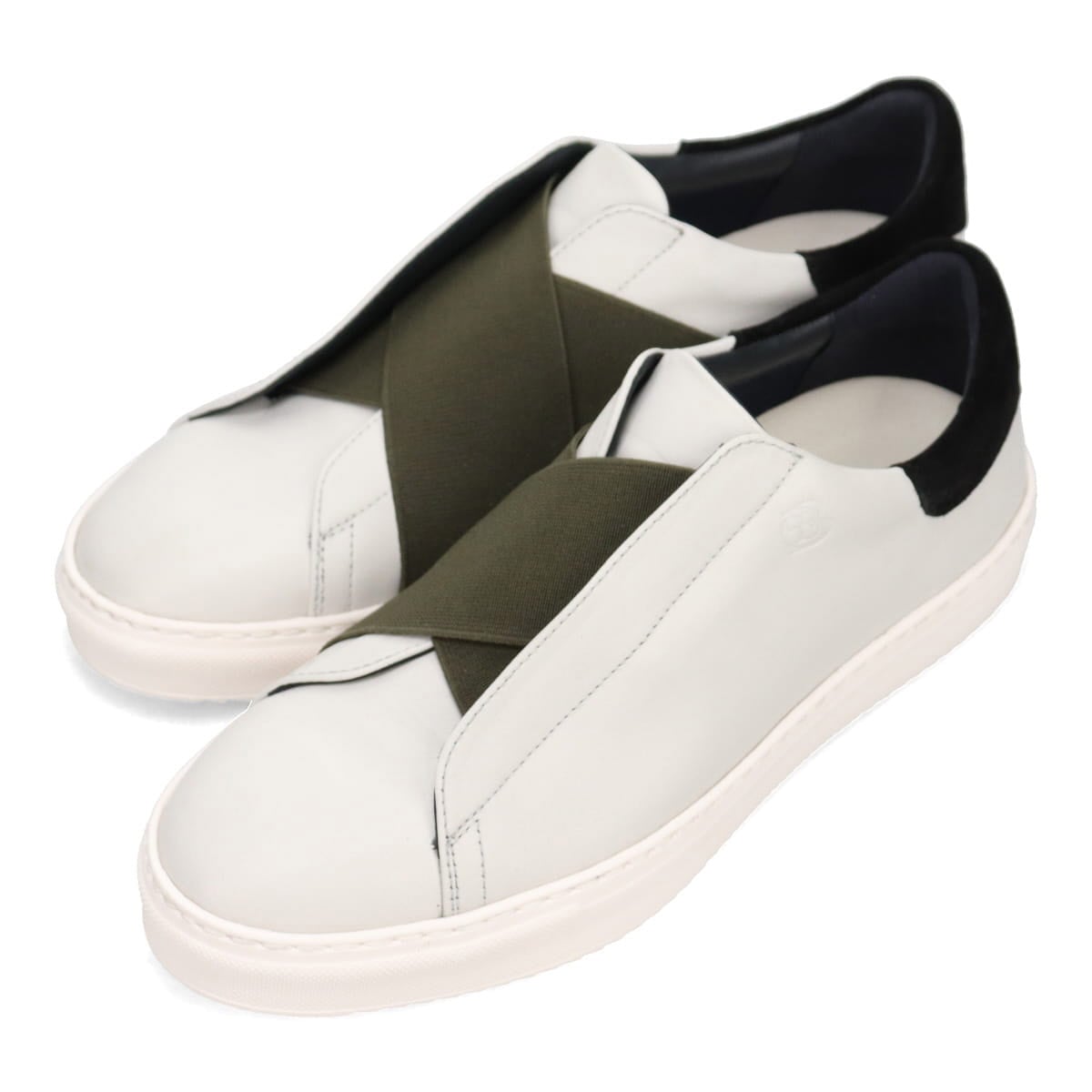LANVIN en Bleu　スリッポン カジュアルレザースニーカー  86476 WHITE/KHAKI 25.0