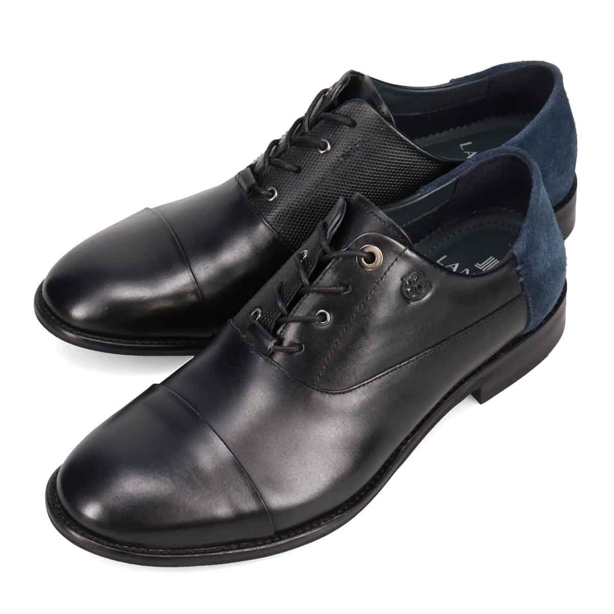 ランバンオンブルー LANVIN en Bleu  アシンメトリーオックスフォードストレートチップカジュアルシューズ  86517 BLACK 25.0