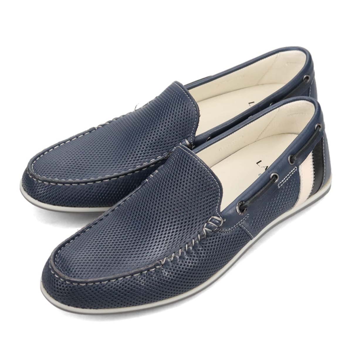 ランバンオンブルー LANVIN en Bleu パンチングメッシュドライビングシューズ 86545 NAVY 25.0