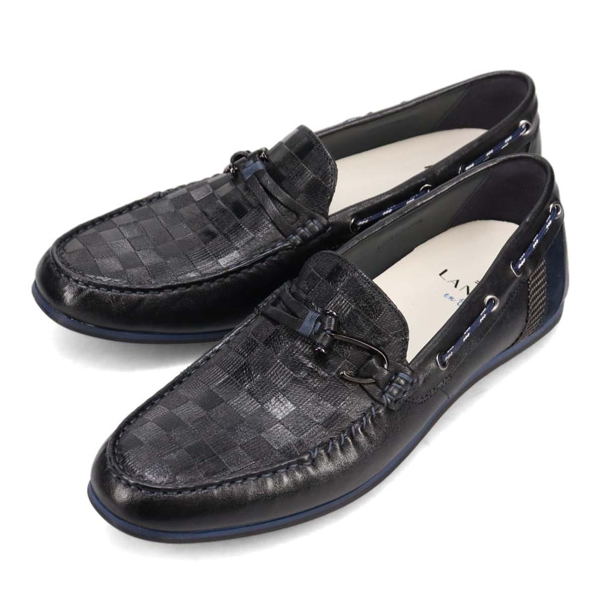 ランバンオンブルー LANVIN en Bleu  フィッシングホックドライビングシューズ　86561 BLACK 25.0