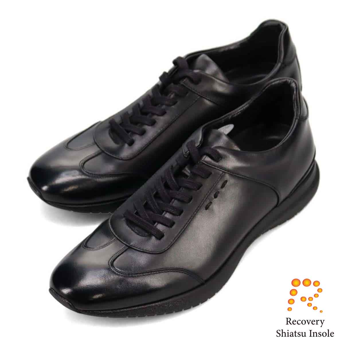 モデロ MODELLO 「Recovery Shiatsu Insole」搭載で指圧効果により血行を115％促進。 レースアップドレスカジュアルレザースニーカー　DM3405R BLACK 25.0