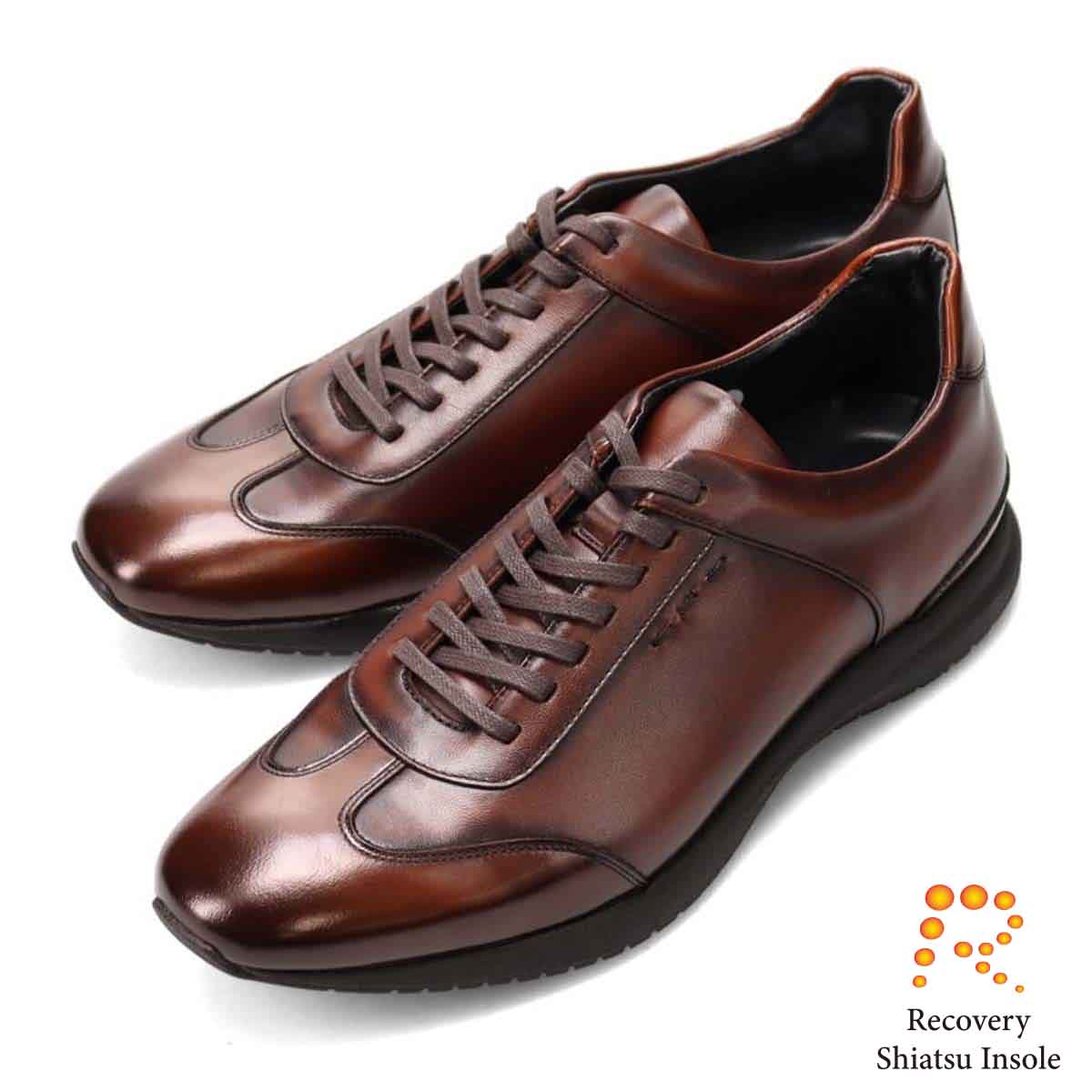 モデロ MODELLO 「Recovery Shiatsu Insole」搭載で指圧効果により血行を115％促進。 レースアップドレスカジュアルレザースニーカー　DM3405R D-BROWN 25.0