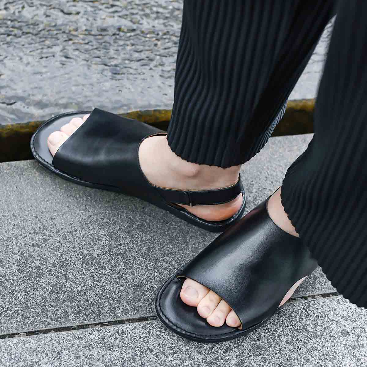 世界初のカバロス加工シリーズ モデロ MODELLO レザーサンダル　DM5131 BLACK 40 (25.0～25.5)