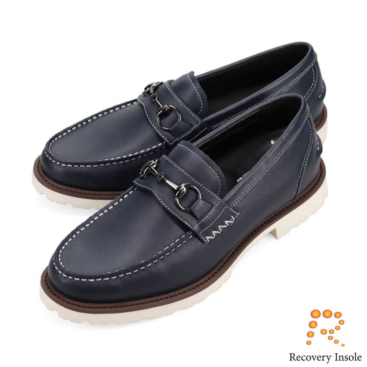モデロ MODELLO 「リカバリーインソール」搭載で指圧効果により血行を115％促進。Recoveryビットローファー　DM5516R NAVY 25.0