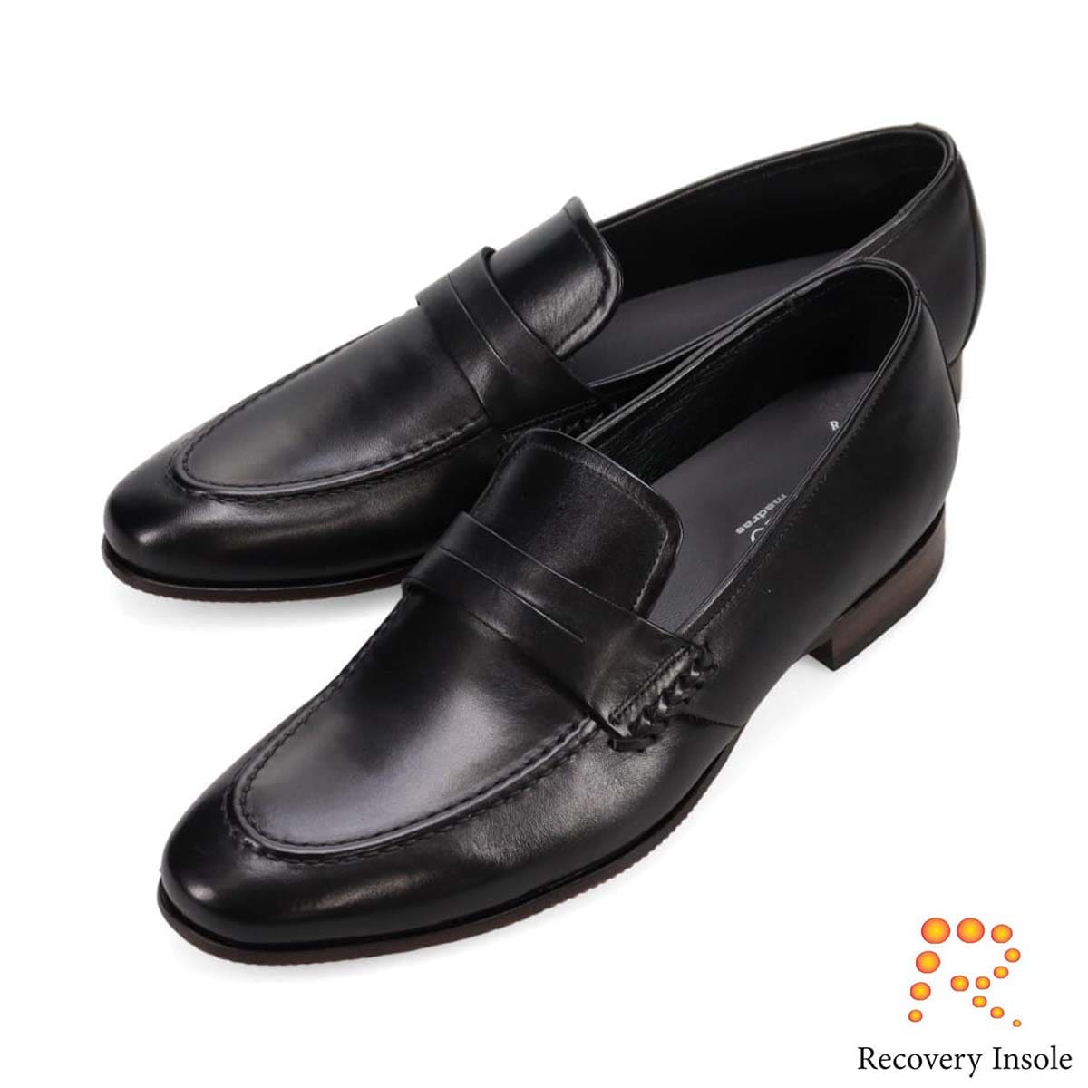 モデロ MODELLO 「リカバリーインソール」搭載で指圧効果により血行を115％促進。コインローファー　DM5529XR BLACK 25.0