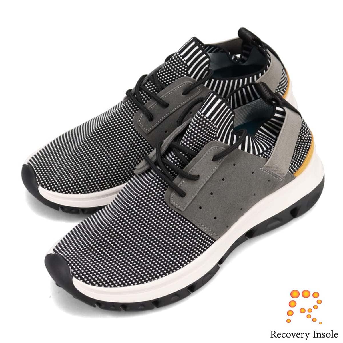 モデロ MODELLO 「リカバリーインソール」搭載で指圧効果により血行を115％促進。 レースアップカジュアルスニーカー　DM6522R BLACK/WHITE M(25.0～25.5cm)