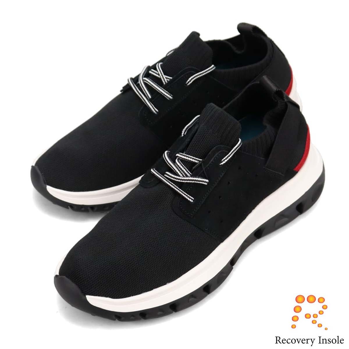 モデロ MODELLO 「リカバリーインソール」搭載で指圧効果により血行を115％促進。 レースアップカジュアルスニーカー　DM6522R BLACK M(25.0～25.5cm)