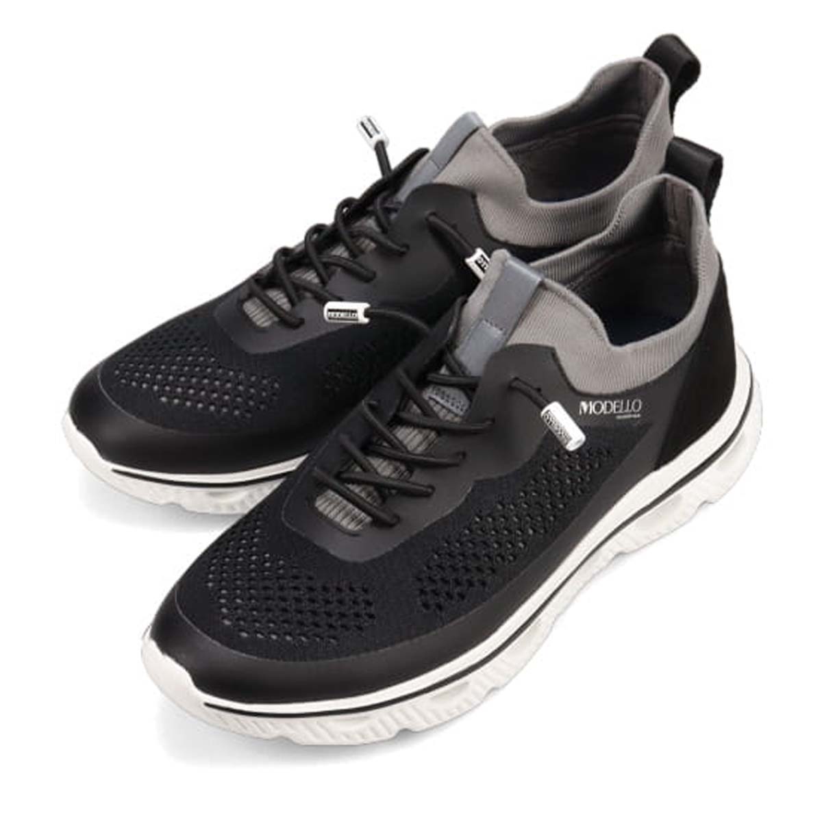 世界初のカバロス加工シリーズ　モデロ MODELLO カジュアルニットスニーカー　DM6523 BLACK/D-GRAY M(25.0～25.5cm)