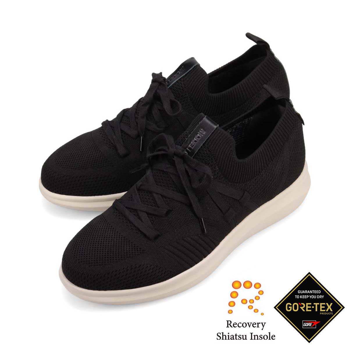 【GORE-TEX】モデロ MODELLO 「リカバリー指圧インソール」搭載で指圧効果により血行を115％促進。 カジュアルニットスニーカー　DM6525GR BLACK 25.0
