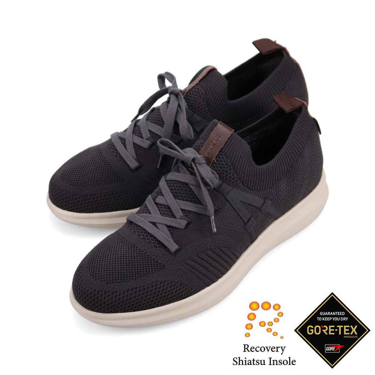 【GORE-TEX】モデロ MODELLO 「リカバリー指圧インソール」搭載で指圧効果により血行を115％促進。 カジュアルニットスニーカー　DM6525GR GRAY 25.0