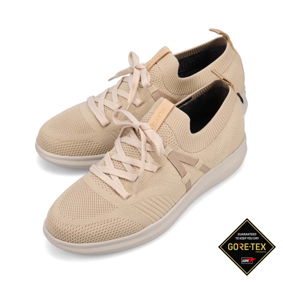 【GORE-TEX】モデロ MODELLO カジュアルニットスニーカー　DM6525G BEIGE 25.0