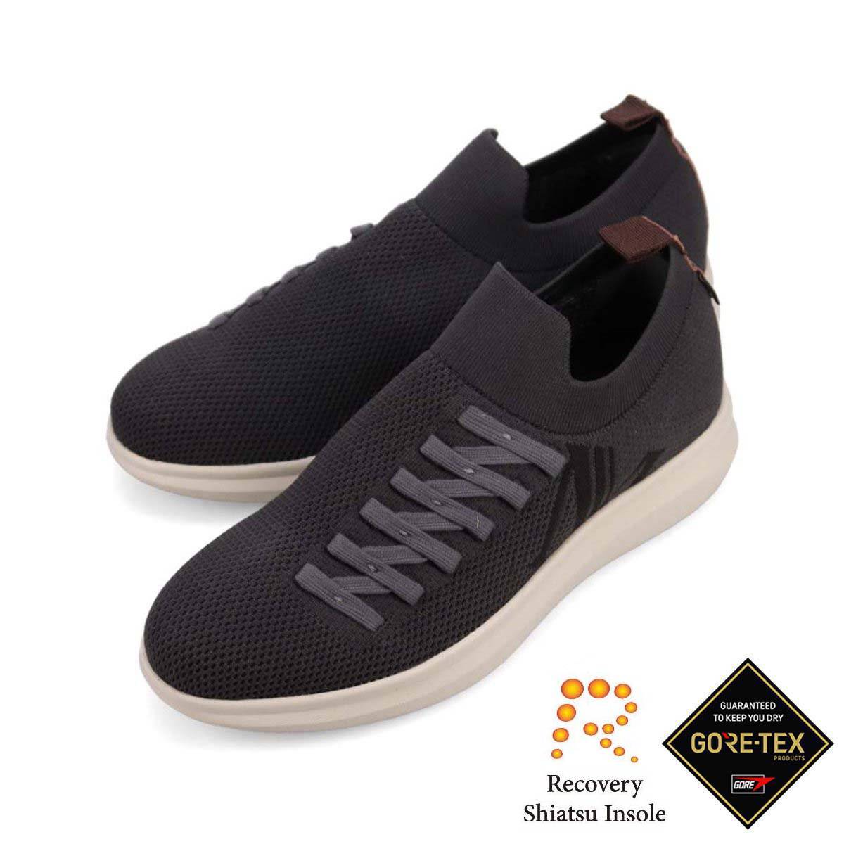 【GORE-TEX】モデロ MODELLO 「リカバリー指圧インソール」搭載で指圧効果により血行を115％促進。 カジュアルニットスニーカー　DM6526GR GRAY 25.0