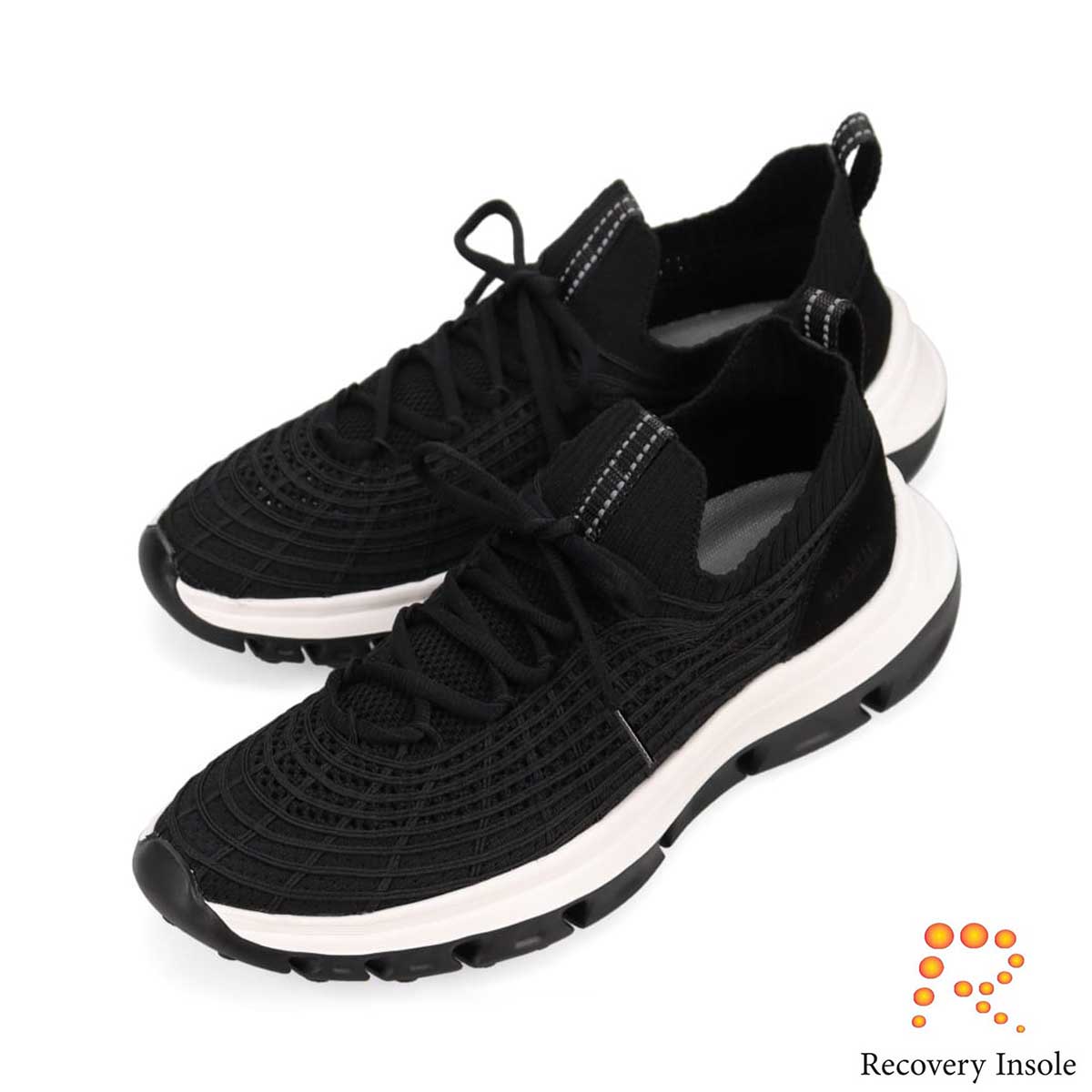 モデロ MODELLO 「リカバリーインソール」搭載で指圧効果により血行を115％促進。Recoveryメッシュニットスニーカー　DM6528R BLACK M