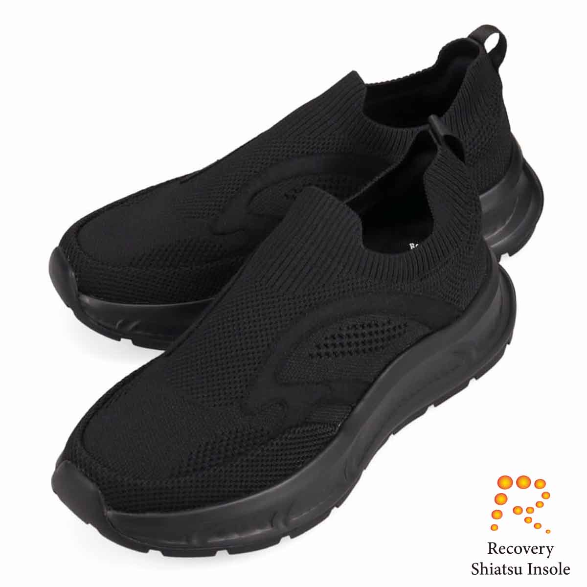 モデロ MODELLO 「Recovery Shiatsu Insole」搭載で指圧効果により血行をよくする。厚底ニット スリッポンスニーカー　DM6531R BLACK 25.0