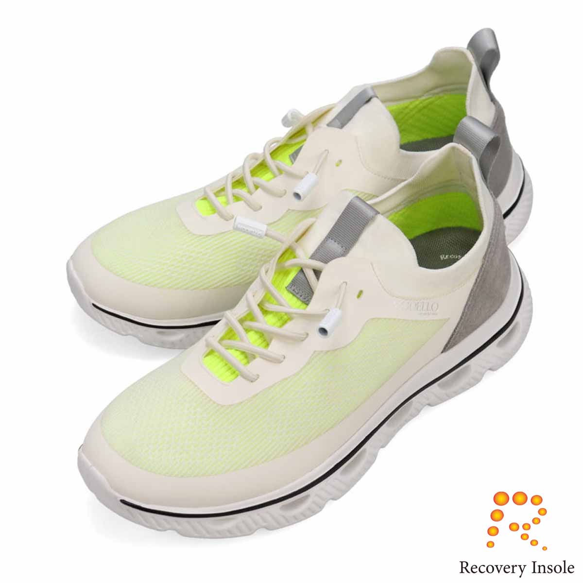 モデロ MODELLO 「リカバリーインソール」搭載で指圧効果により血行を115％促進。Recoveryニットスニーカー　DM6533R WHITE/YELLOW M