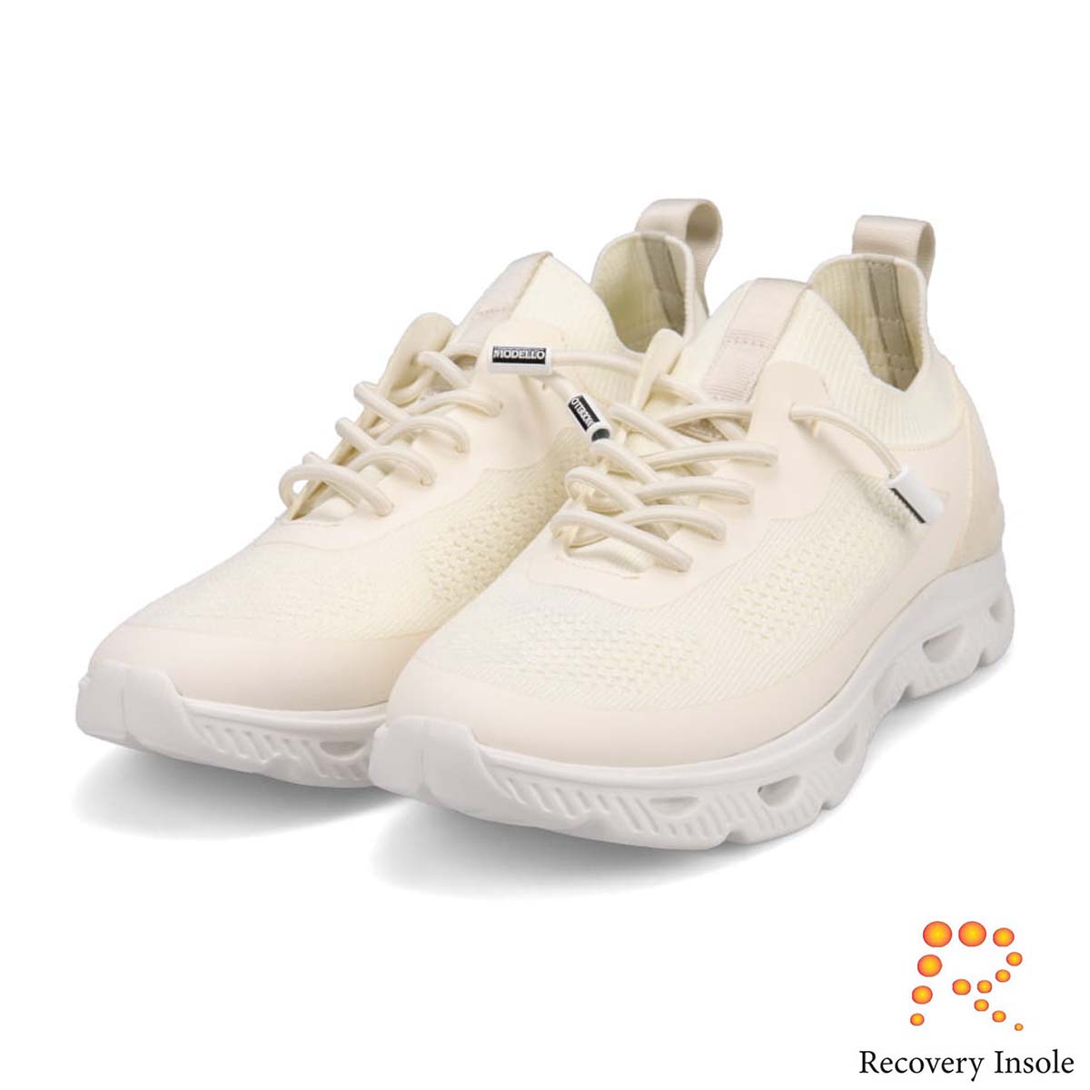 モデロ MODELLO 「リカバリーインソール」搭載で指圧効果により血行を115％促進。Recoveryニットスニーカー　DML4301R WHITE 23.0