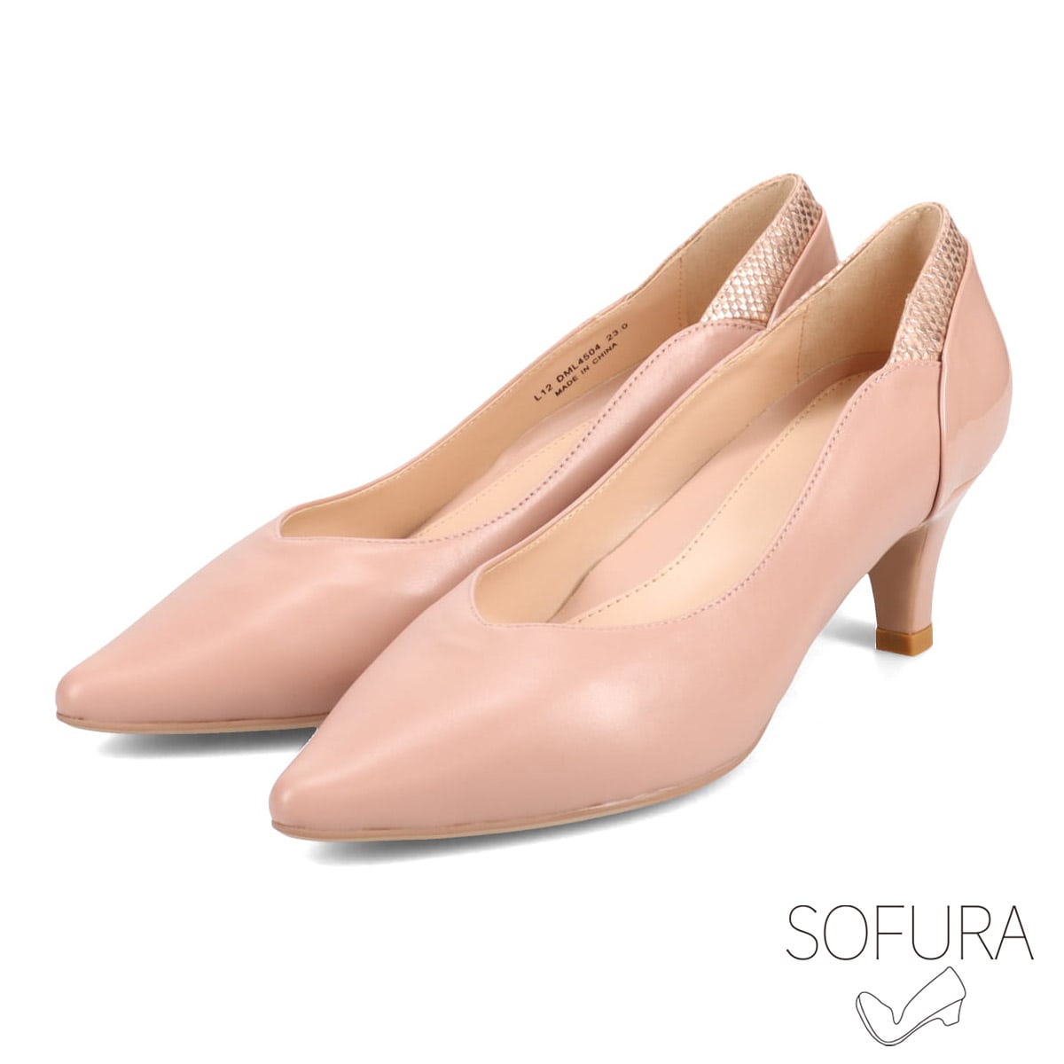 シンプルでありながら美脚効果抜群のカットライン MODELLO新シリーズ 『SOFURA』 ポインテッドパンプス　DML4504 PINK 23.0