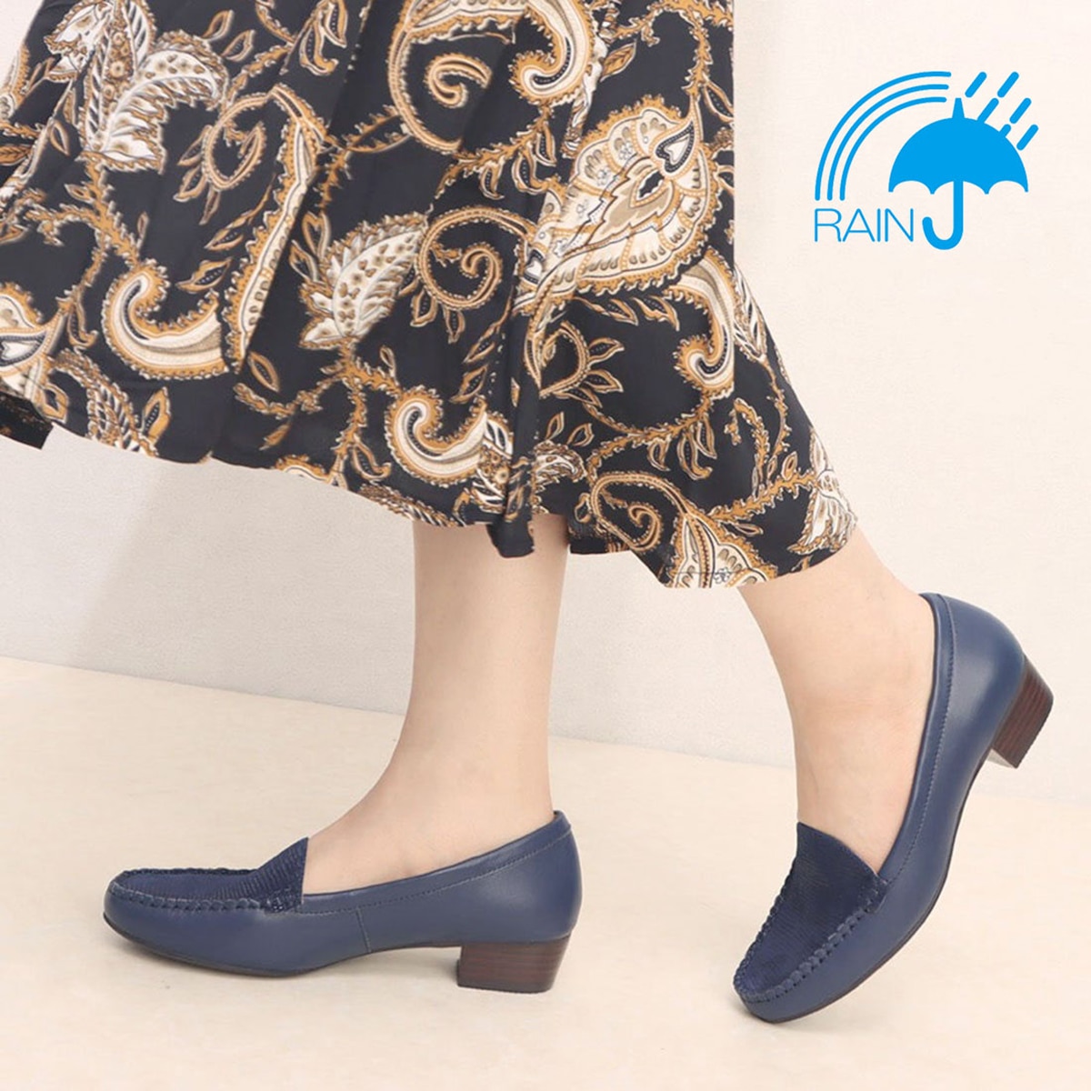 【撥水加工】モデロ MODELLO 人気のモカシンパンプスがリニューアル DML5026 NAVY 23.0