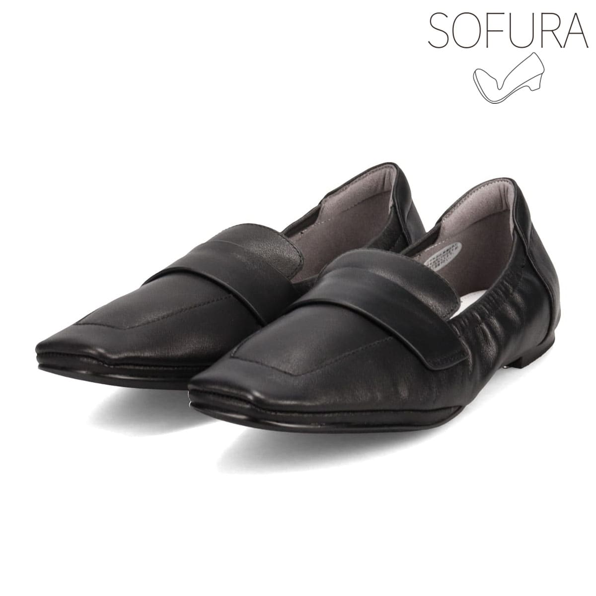 モデロ 比類ないしなやかさと快適な履き心地が生まれる 『SOFURA』 スクエアトゥ・スリッポンシューズ　DML5040 BLACK 23.0