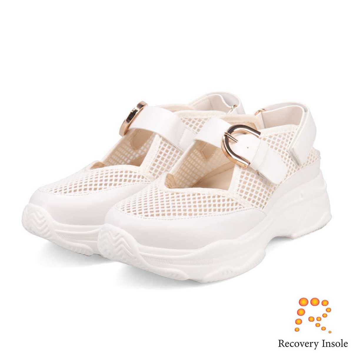 モデロ MODELLO 「リカバリーインソール」搭載で指圧効果により血行を115％促進。Recoveryスニーカーサンダル　DML5507R WHITE M（23～23.5ｃｍ）
