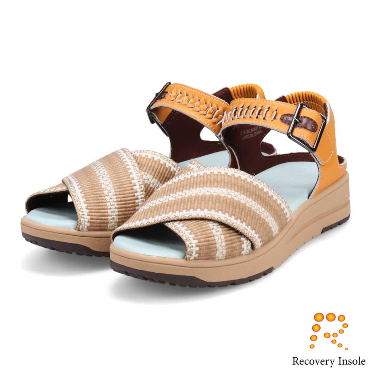 モデロ MODELLO 「リカバリーインソール」搭載で指圧効果により血行を115％促進。Recoveryクロスベルトプラットフォームサンダル　DML6064R BEIGE/C 23