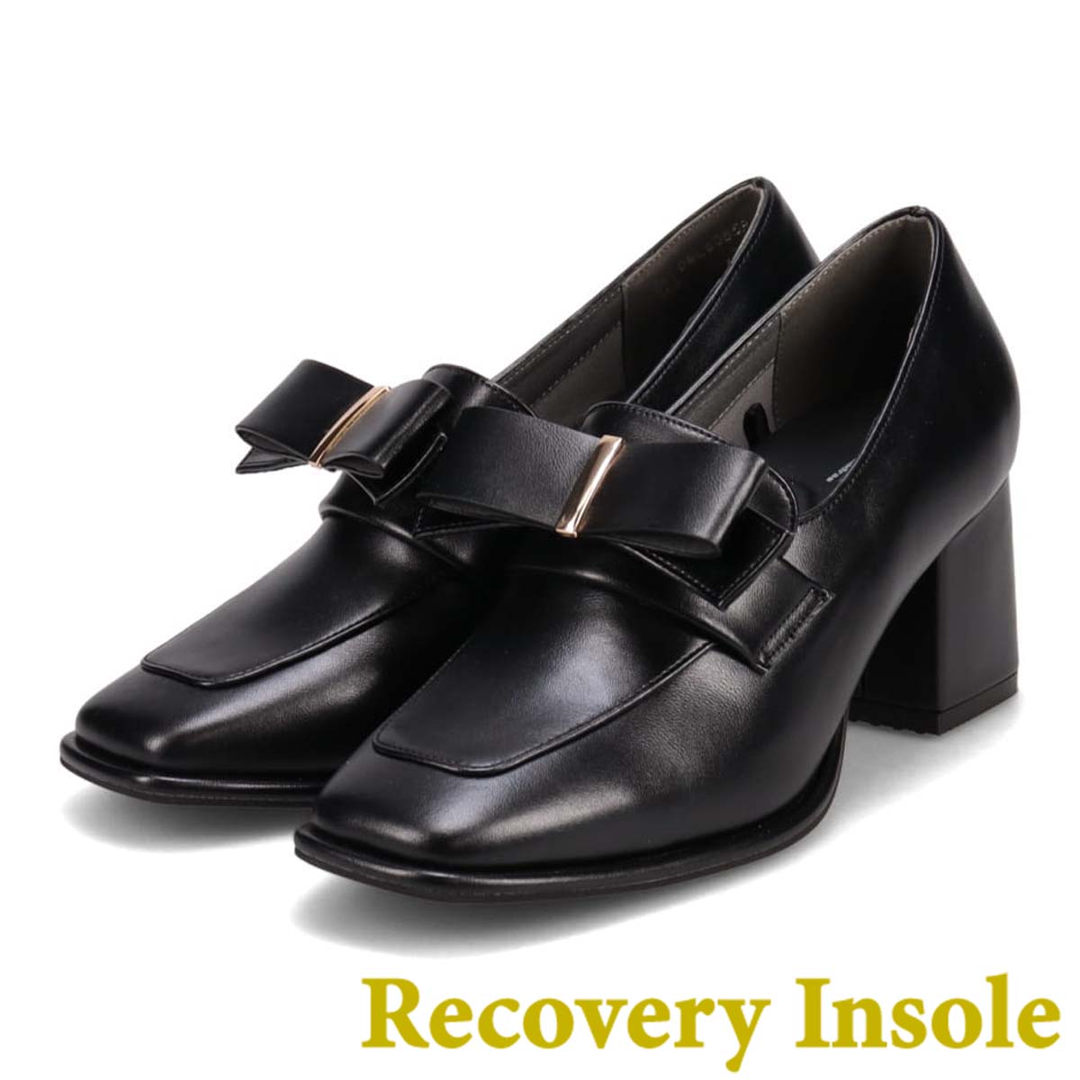 モデロ MODELLO 「リカバリーインソール」搭載で指圧効果により血行を115％促進。Recoveryチャンキーヒールローファー　DML6065R BLACK 23.0