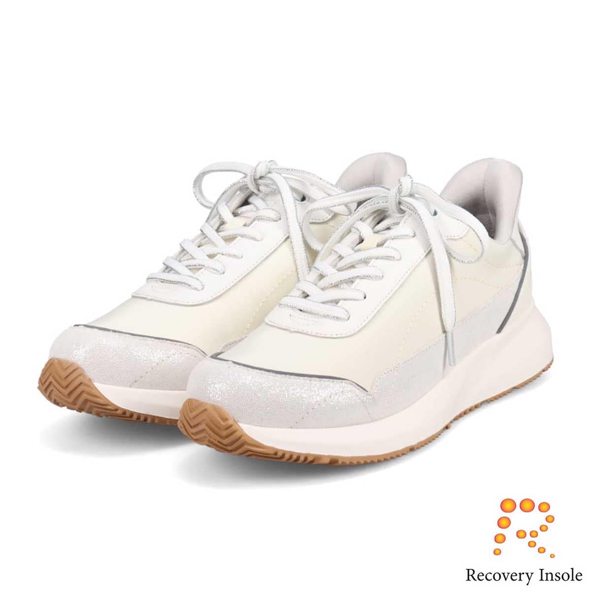 モデロ MODELLO 「リカバリーインソール」搭載で指圧効果により血行を115％促進。Recovery軽量ソールナイロンスニーカー　DML6067R WHITE 23.0