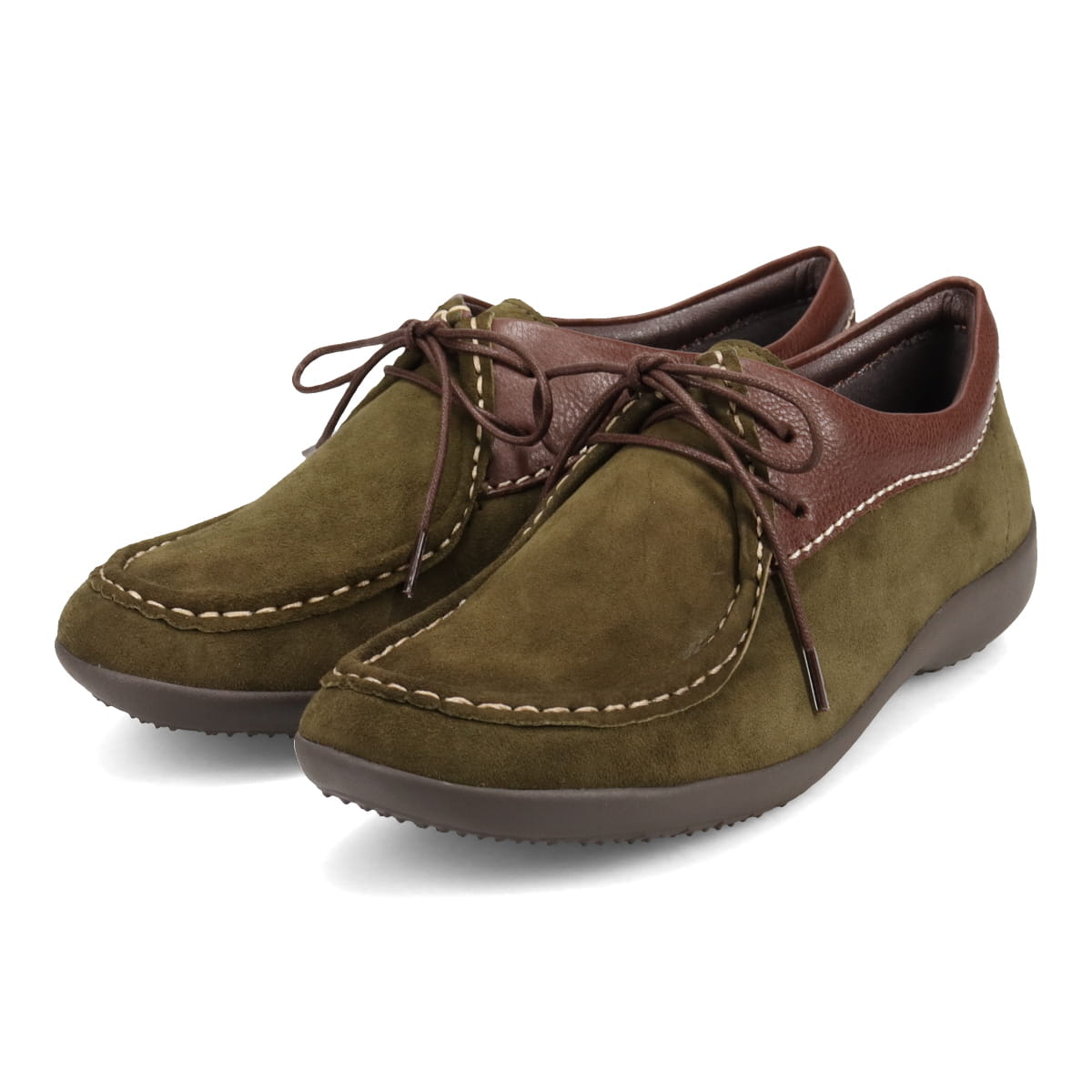 MODELLO 日本人の足型にフィットするオブリ―クタイプ カジュアルレースアップシューズ　DML7129 KHAKI/C 23.0