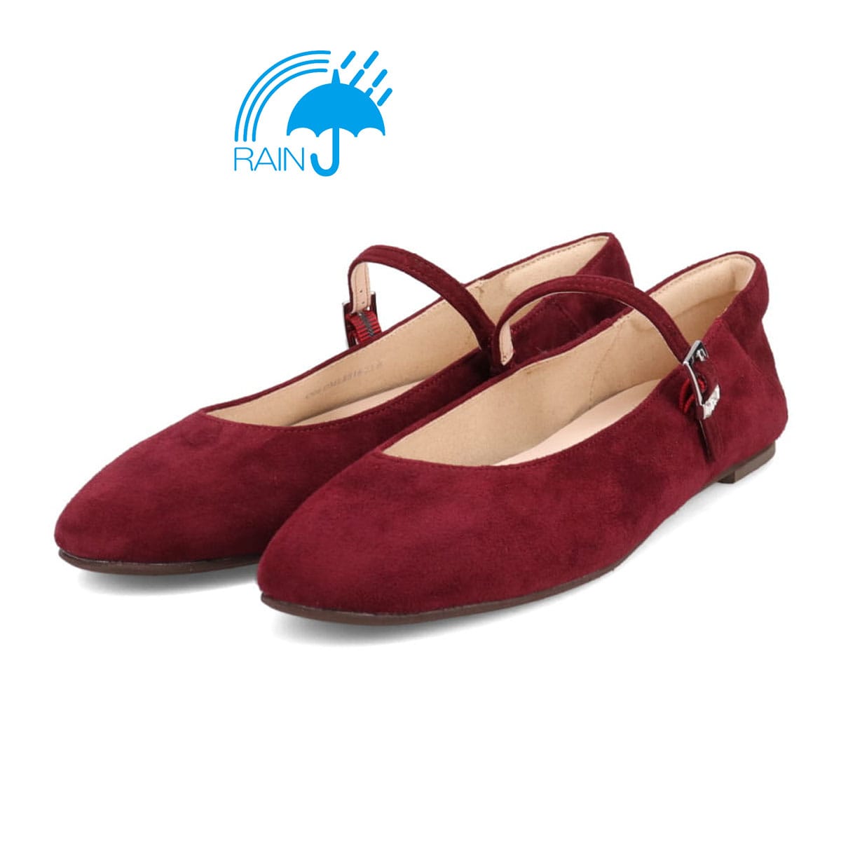【撥水仕様】モデロ MODELLO 0.5ｃｍヒール 大人っぽく履ける ストラップ付きバレエシューズ  DML8816 WINE-SILKY 23.0
