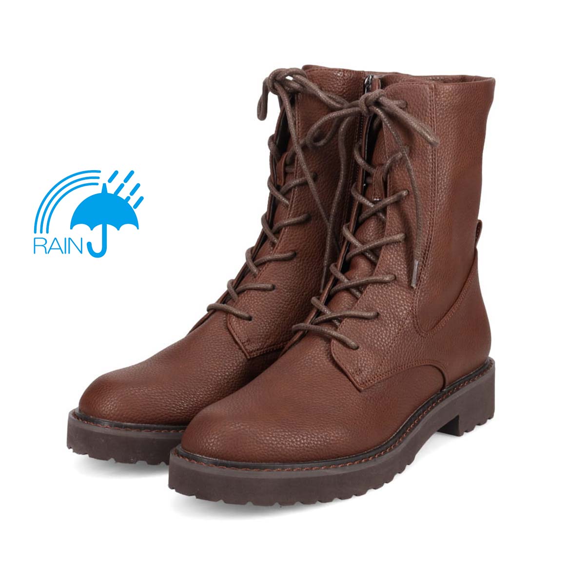 【撥水仕様】モデロ MODELLO 3.5cmヒール カジュアルレースアップショートブーツ  DML8818 D-BROWN 23.0