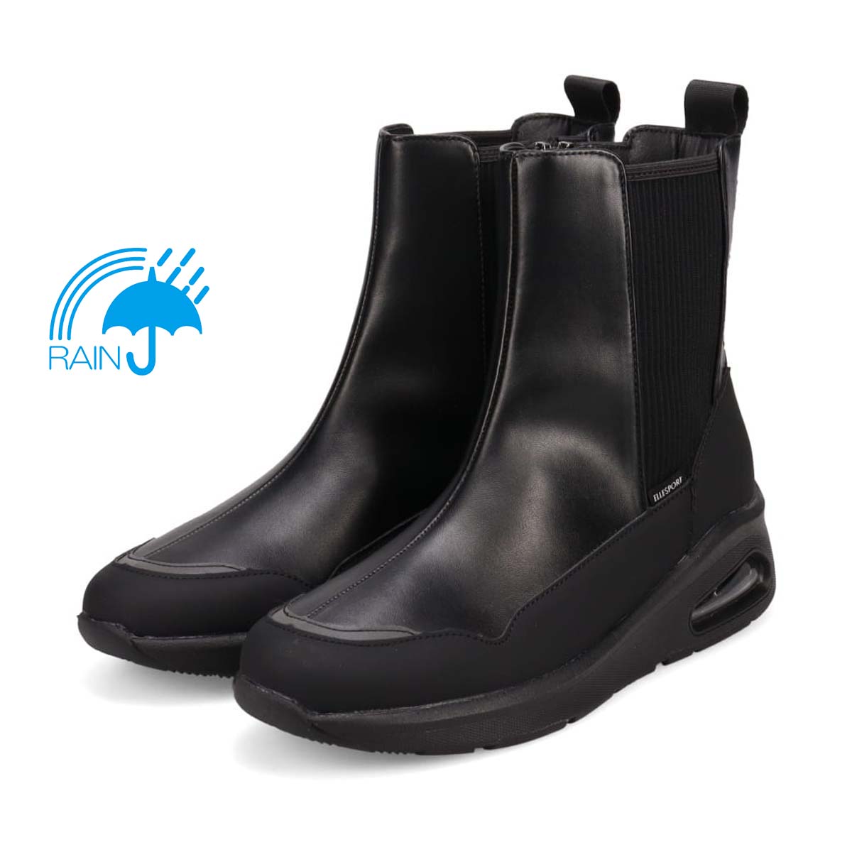 【4cm4時間防水設計】エル スポーツ ELLESPORT エアソールサイドゴアブーツ　ESP12600 BLACK 23.0