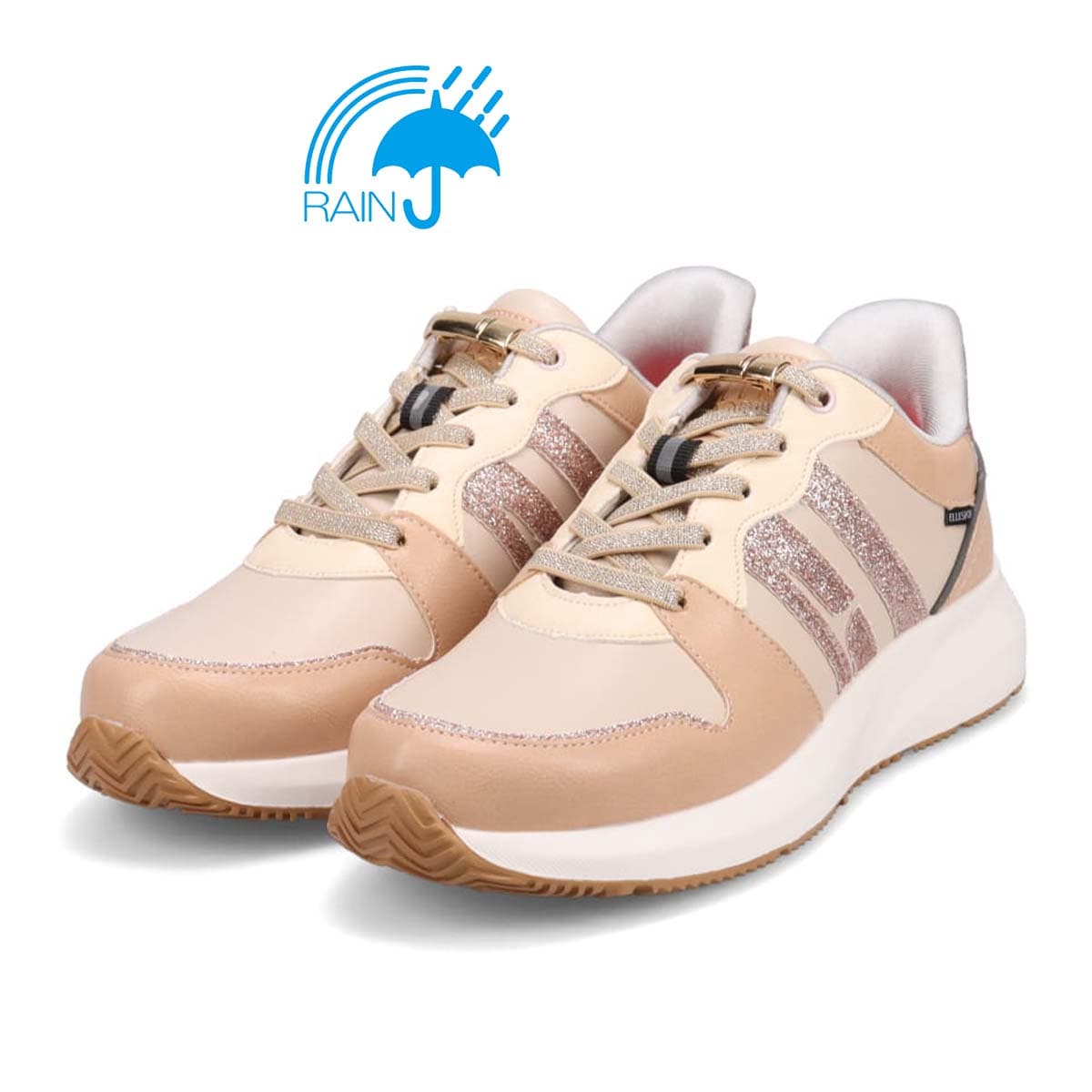 【4cm4時間防水設計】エル スポーツ ELLESPORT　軽量IPソールクイックフィットスニーカー　ESP12605 BEIGE 23.0