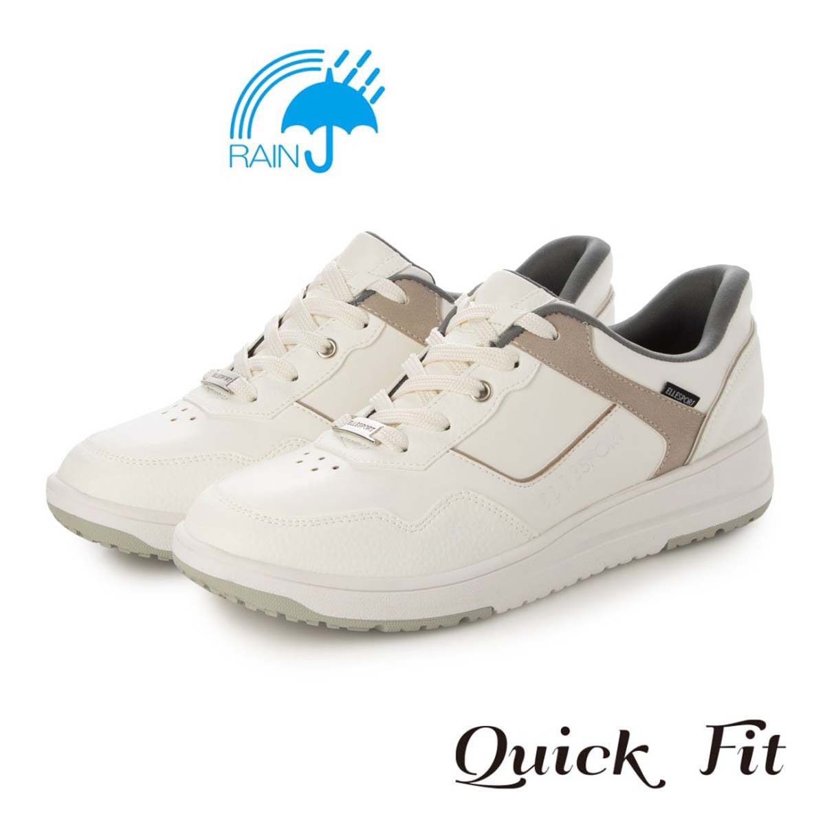 【4cm4時間防水設計】エル スポーツ ELLESPORT　厚底クイックフィットスニーカー     ESP12606 WHITE/GOLD 23