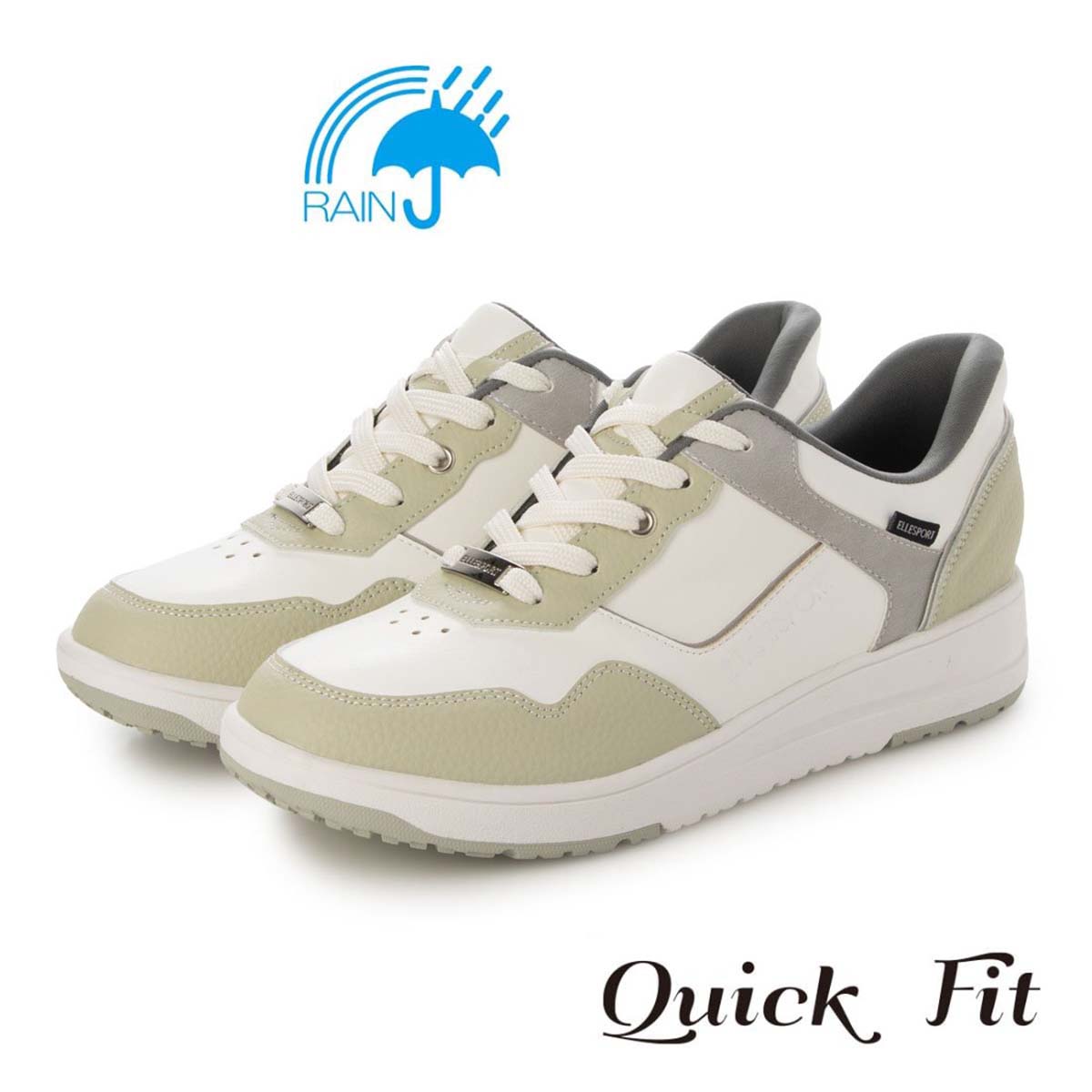 【4cm4時間防水設計】エル スポーツ ELLESPORT　厚底クイックフィットスニーカー     ESP12606 WHITE/MINT 23