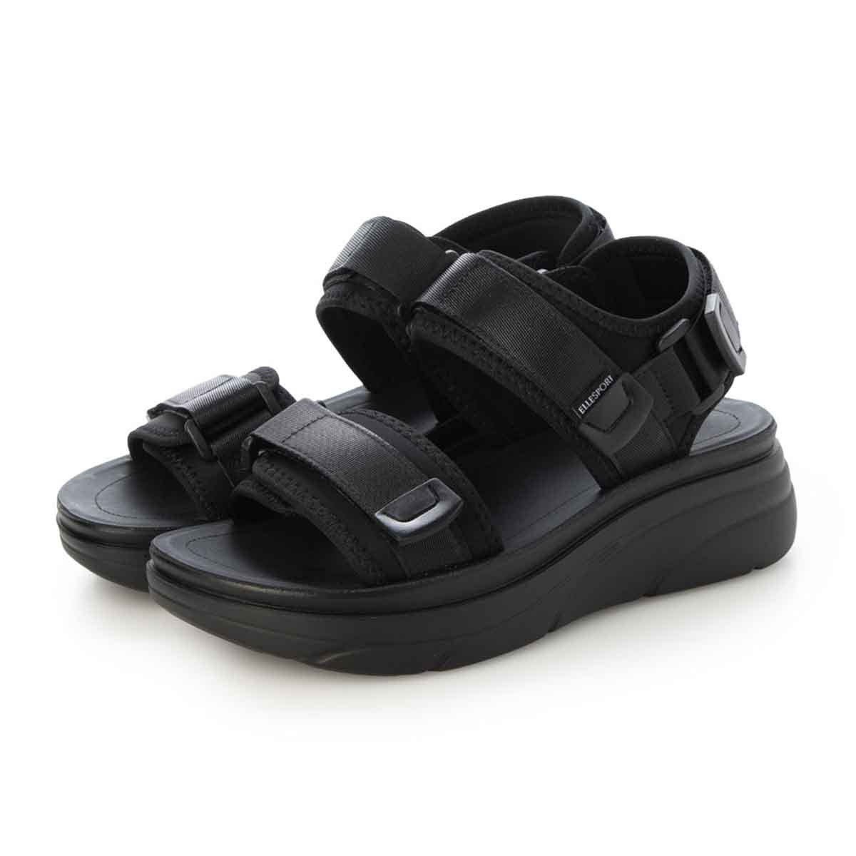 エル スポーツ ELLESPORT 　2本ベルト厚底スポーツサンダル　ESP12607 BLACK M（23～23.5ｃｍ）
