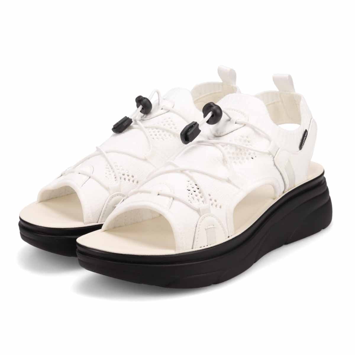 エル スポーツ ELLESPORT 　レースアップニット厚底スポーツサンダル　ESP12608 WHITE M（23～23.5ｃｍ）