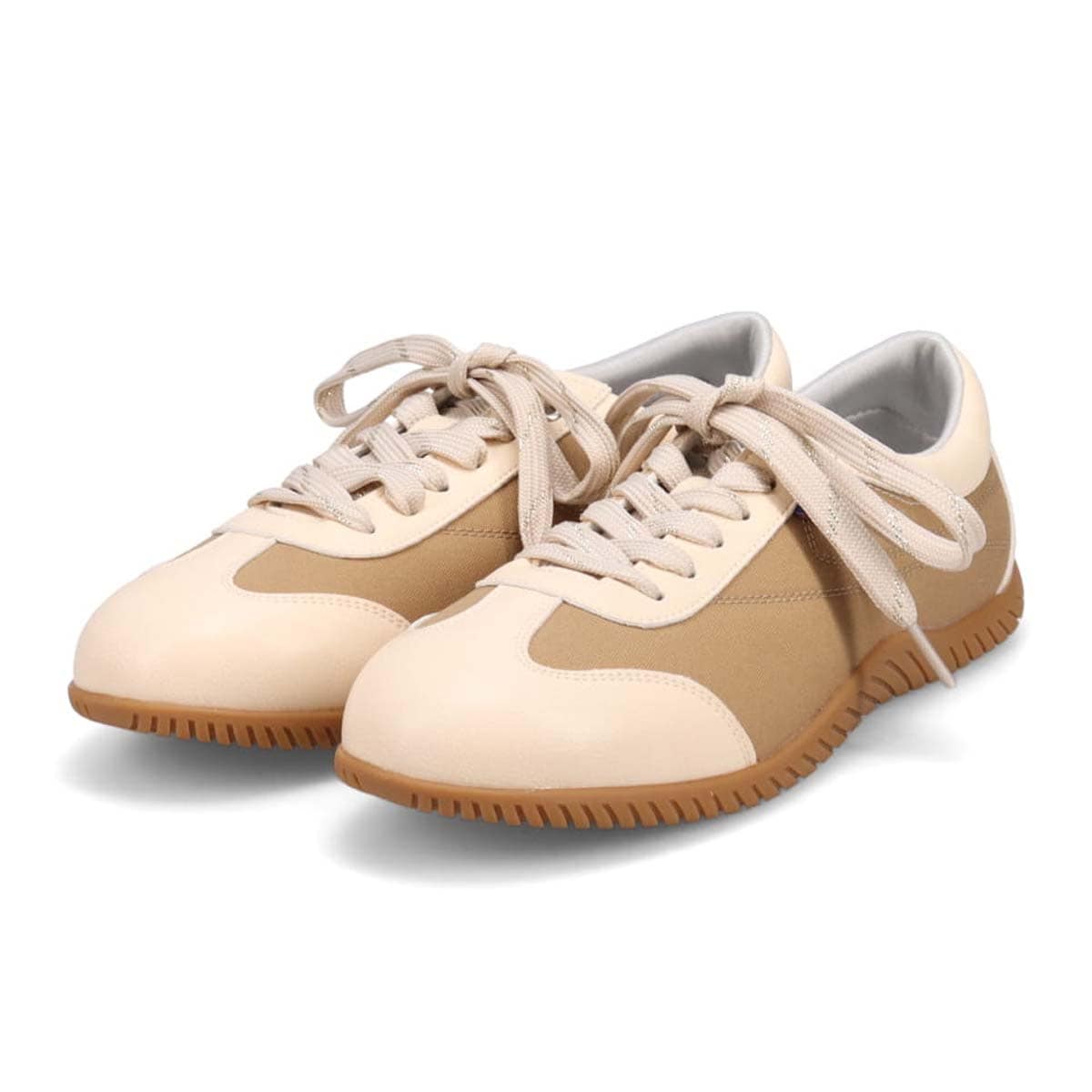 エル スポーツ ELLESPORT ドライビングレースアップスニーカー BEIGE-TX 23.0