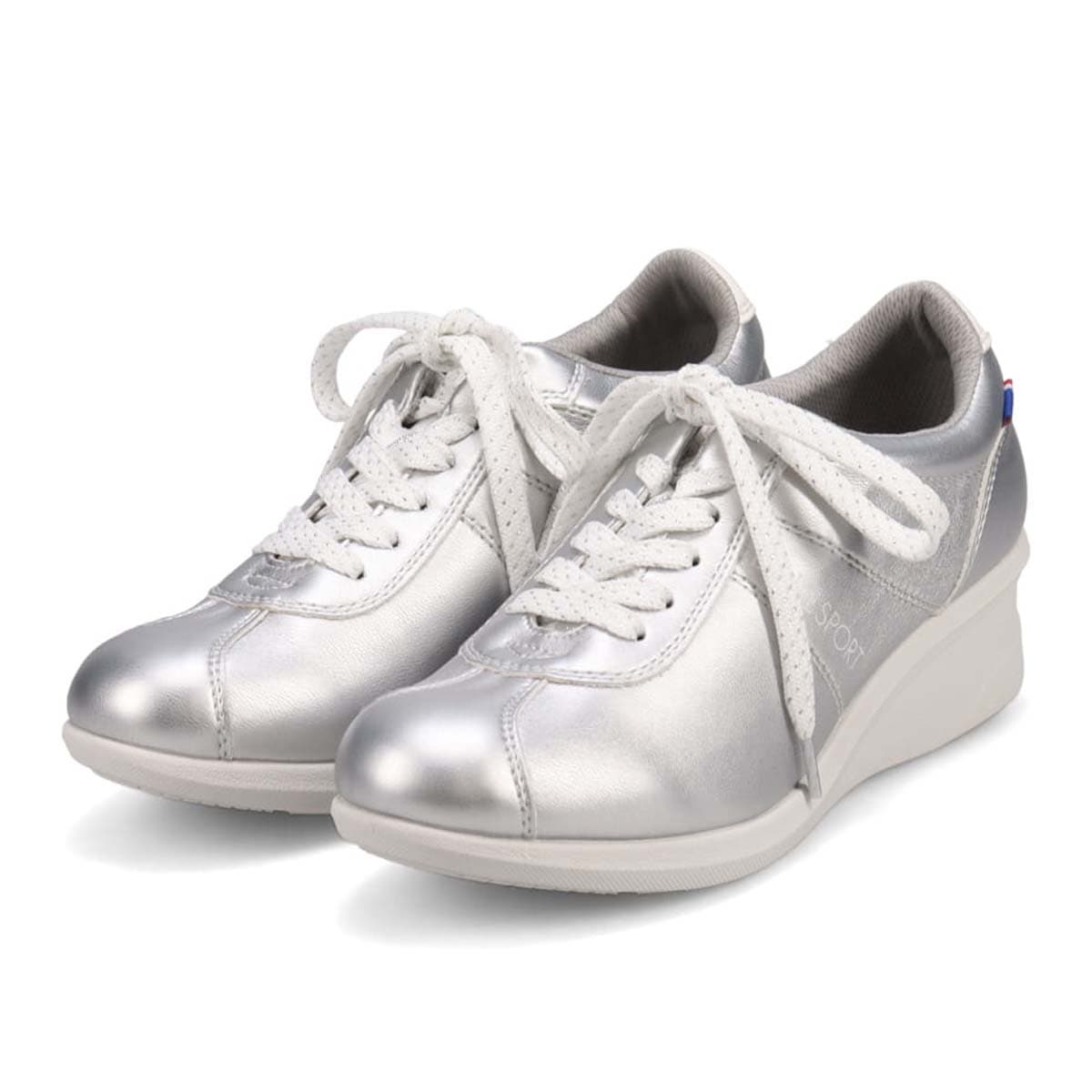 エル スポーツ ELLESPORT レースアップウェッジスニーカー　ESP14707 SILVER 23.0