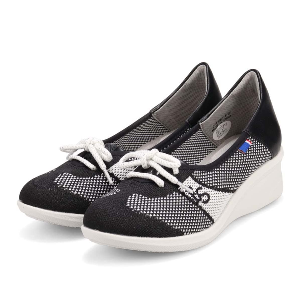 エル スポーツ ELLESPORT ニットショートレースアップシューズ　ESP14709 BLACK/WHITE 23.0