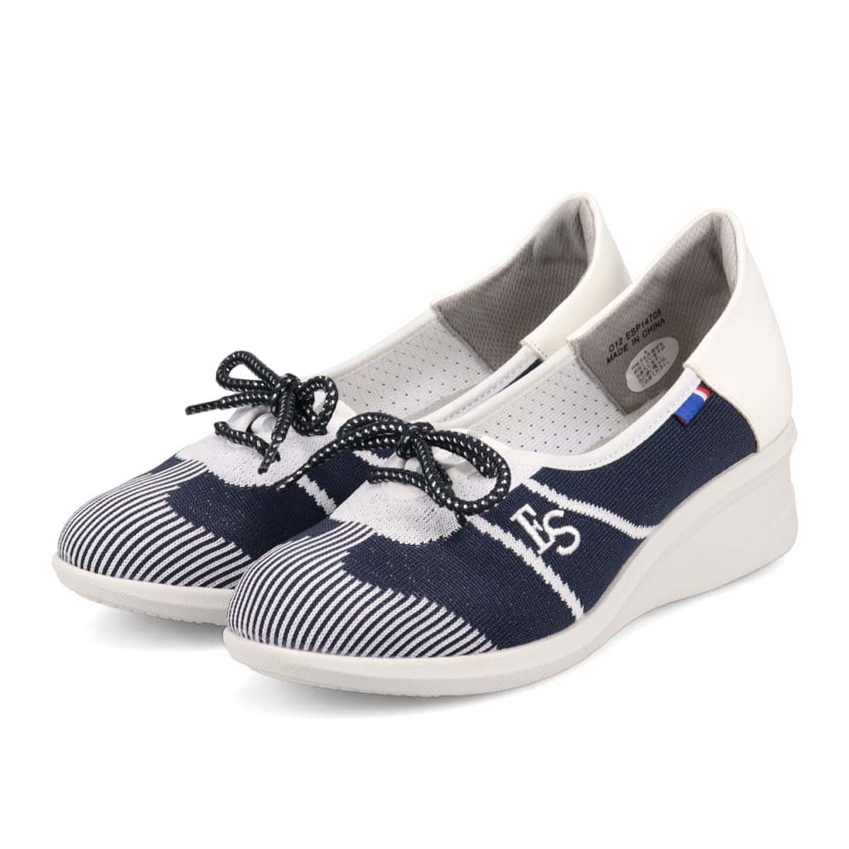 エル スポーツ ELLESPORT ニットショートレースアップシューズ　ESP14709 NAVY/WHITE 23.0