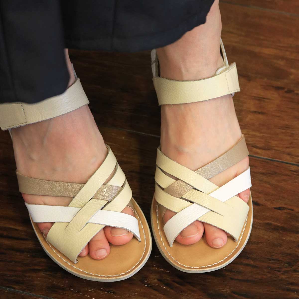 シティ ゴルフ City Golf  アウトステッチサンダル　GFL20135 BEIGE M　(23.0～23.5)