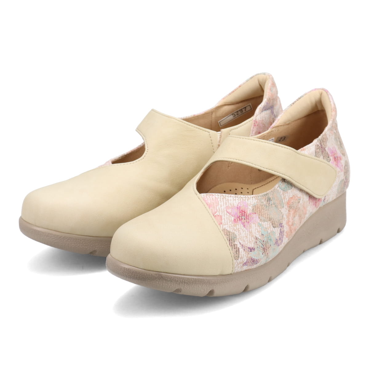 シティゴルフ Ｃｉｔｙ　Ｇｏｌｆ フラワープリントが華やかなワンストラップ カジュアルシューズ　GFL5297 BEIGE/C 23.0