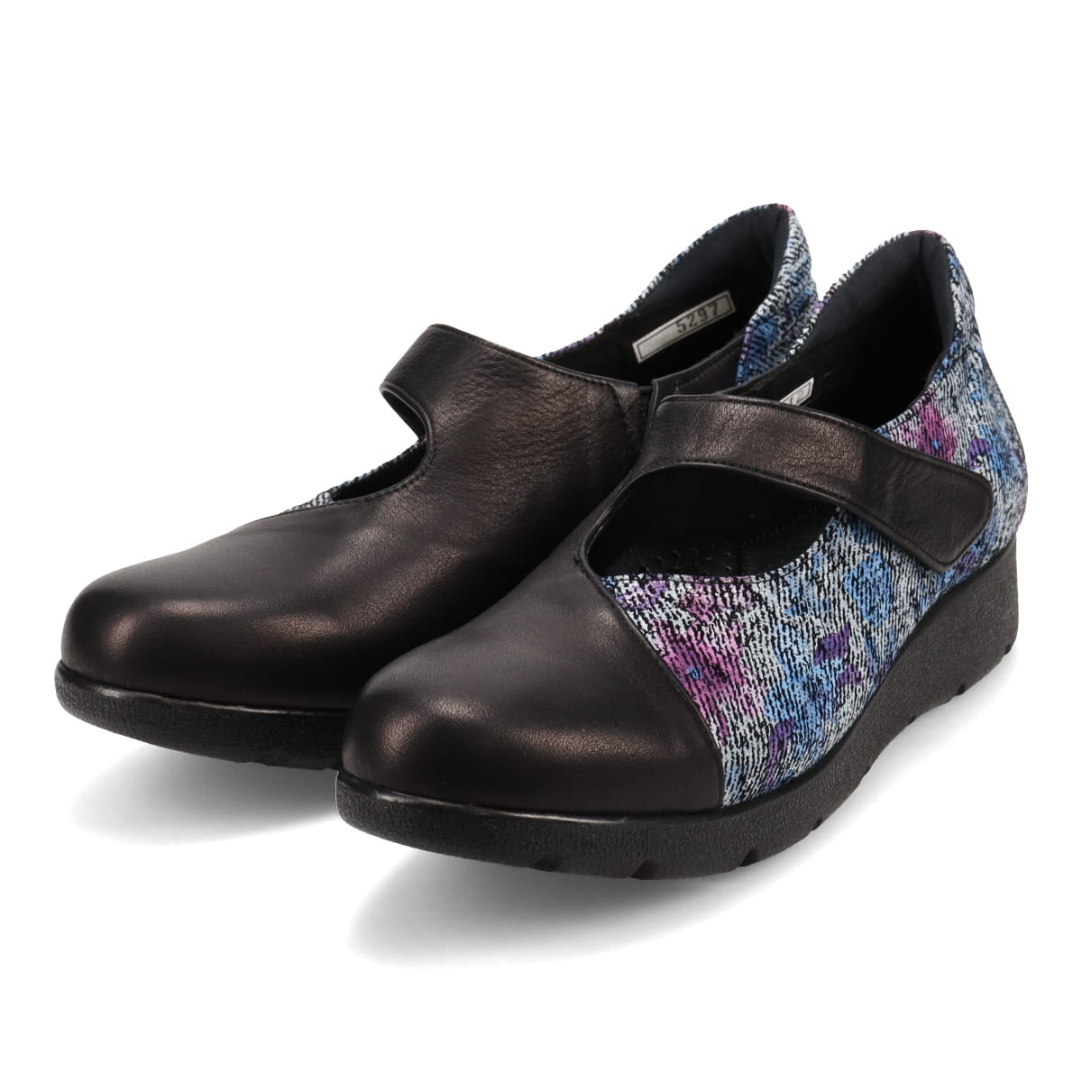 シティゴルフ Ｃｉｔｙ　Ｇｏｌｆ フラワープリントが華やかなワンストラップ カジュアルシューズ　GFL5297 BLACK/C 23.0