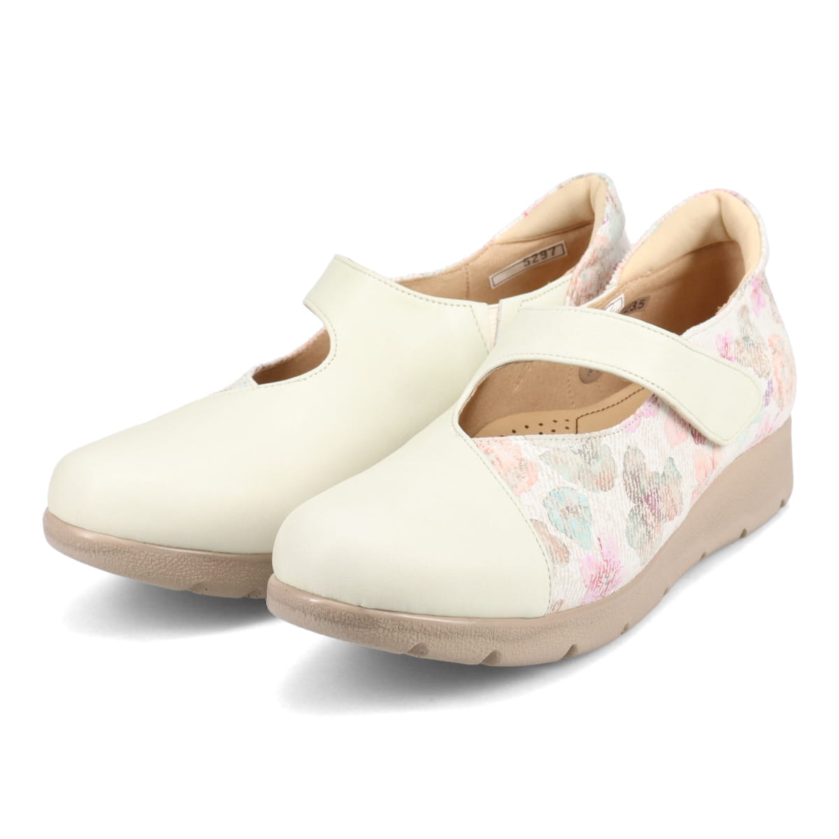 シティゴルフ Ｃｉｔｙ　Ｇｏｌｆ フラワープリントが華やかなワンストラップ カジュアルシューズ　GFL5297 WHITE/C 23.0