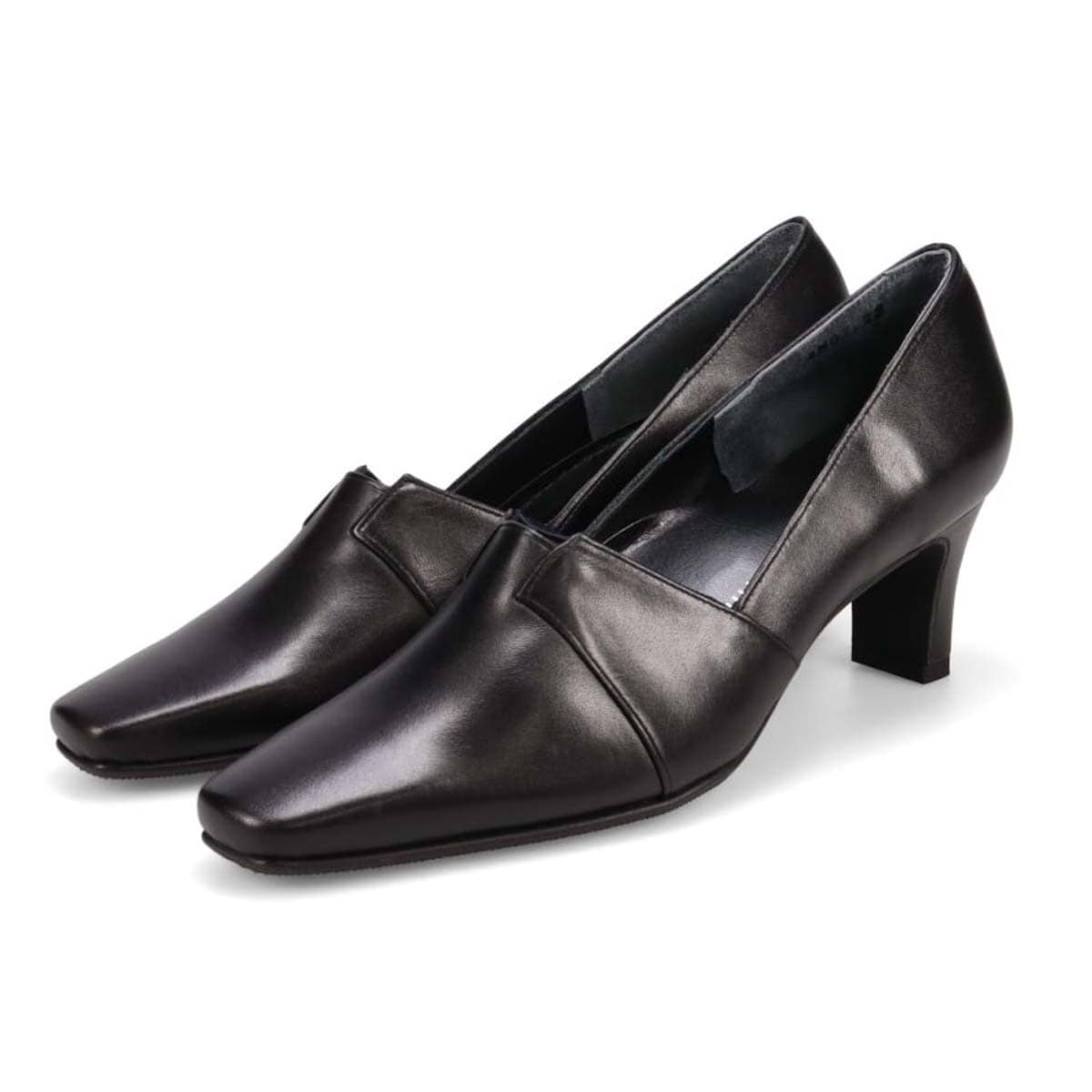 HIROKO KOSHINO ソフトな足あたり サイドのカッティングが綺麗な甲深デザインパンプス HKL4507 BLACK 23.0