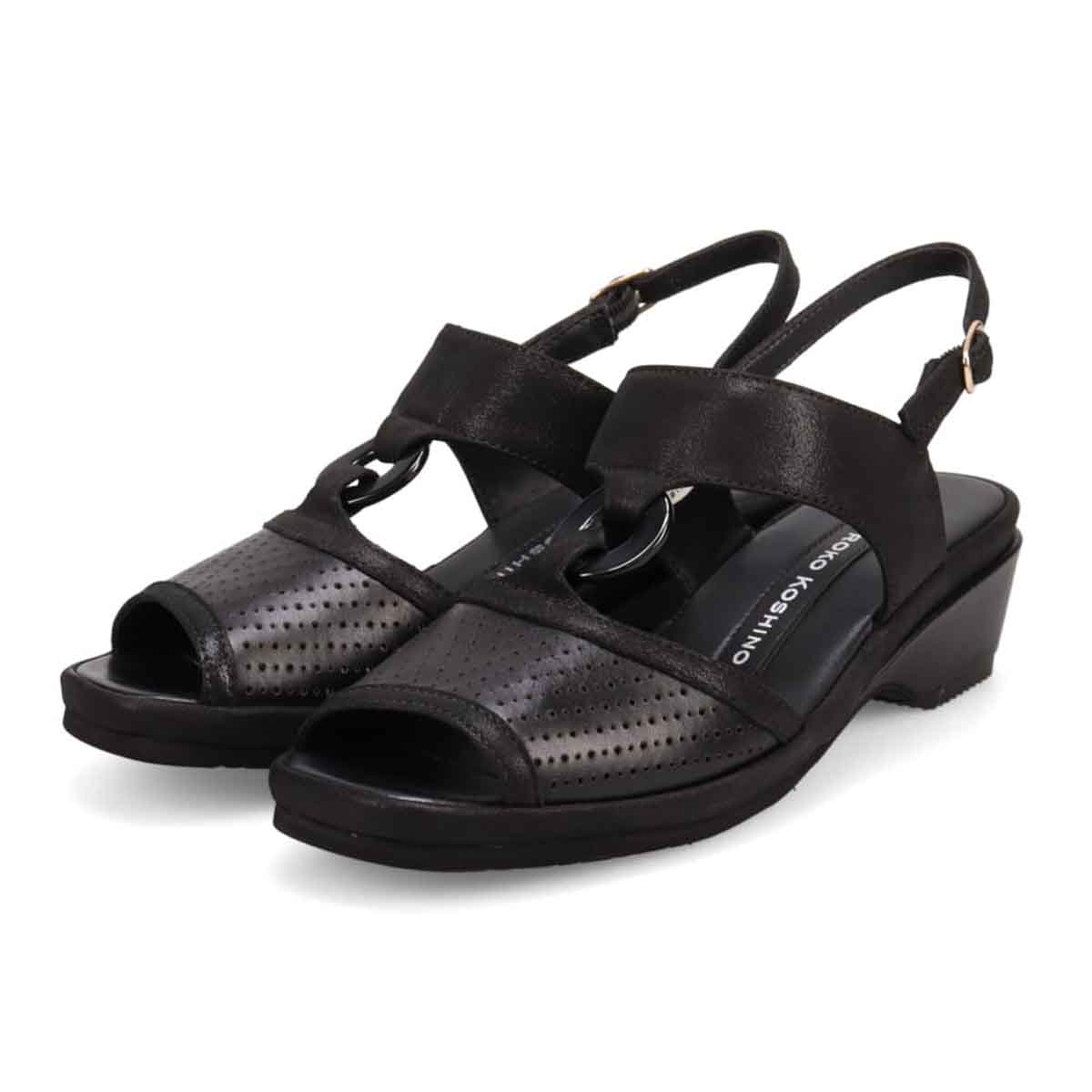 HIROKO KOSHINO バックストラップウェッジサンダル　HKL7528 BLACK M　(23.0～23.5)